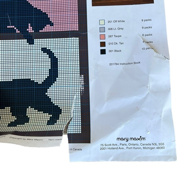 Y2K Mary Maxim Cats Silhouette Rug #2628 Latch Hook Kit 37.5”x26.5” INCOMPLETE - Picture 6 of 8